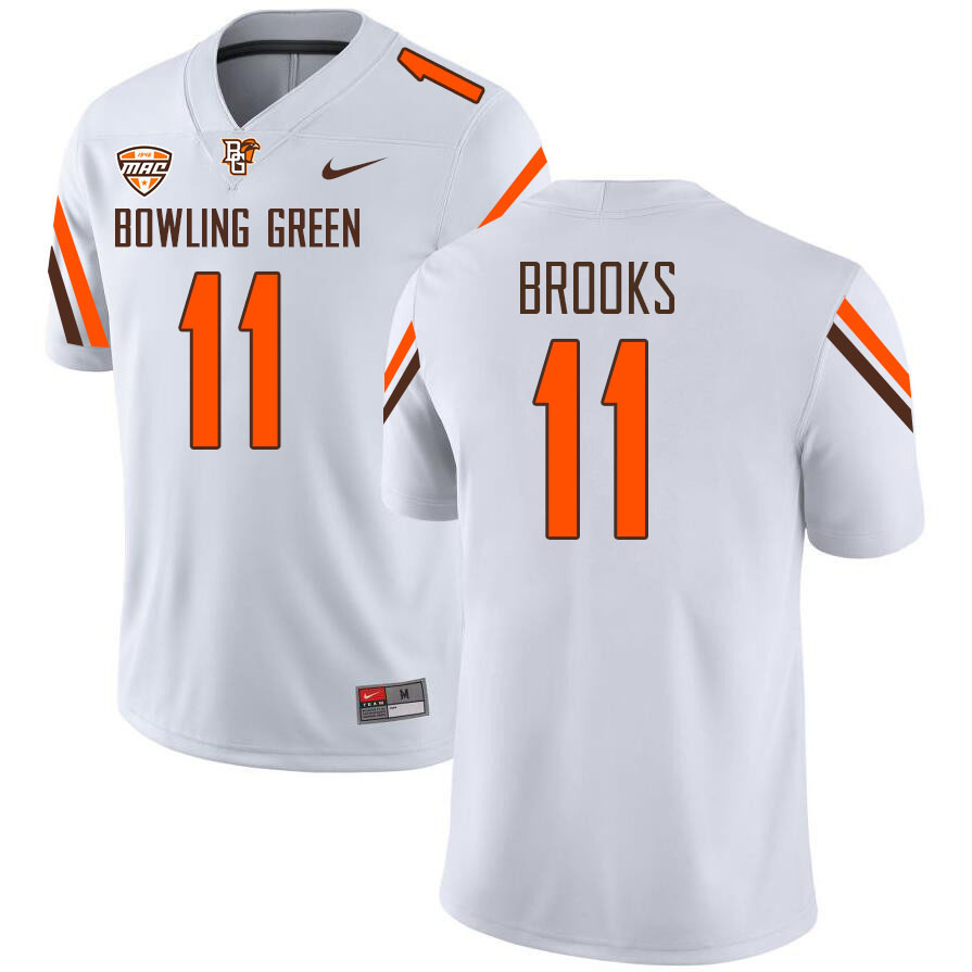 Bowling Green Falcons #11 Karl Brooks College Football Jerseys Stitched Sale-White